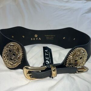 Free People black/gold Nikko Waist Belt